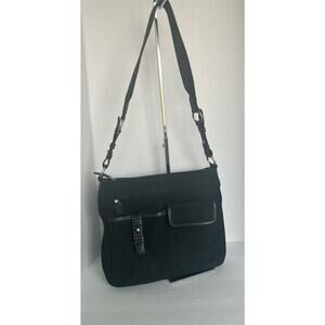 Fossil Women's Canvas and Leather Black Lots of Pockets Shoulder Bag